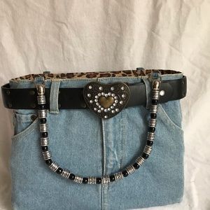 ABG Jeans purse silver black handle leopard